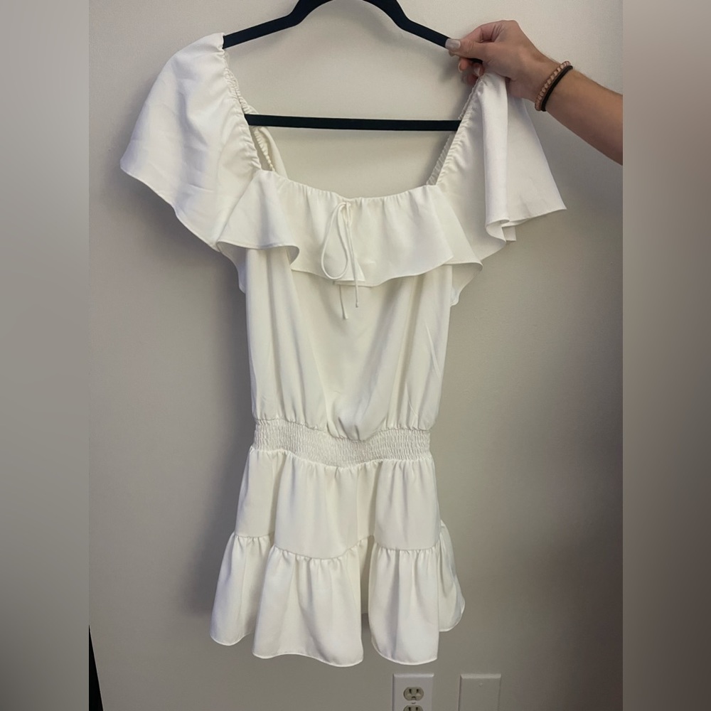 White Amanda uprichard dress with shorts underneath.